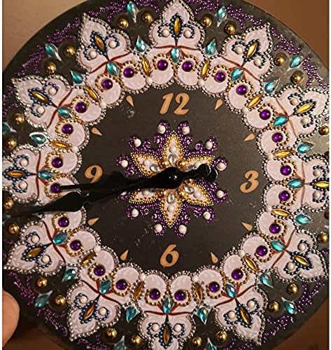 HuaCan 5D Elmas Boyama Saat Demir Sac Kiti Yetişkinler için Özel Şekilli Matkap Mandala Çiçek Elmas Sanat Kiti Acemi için Kristal