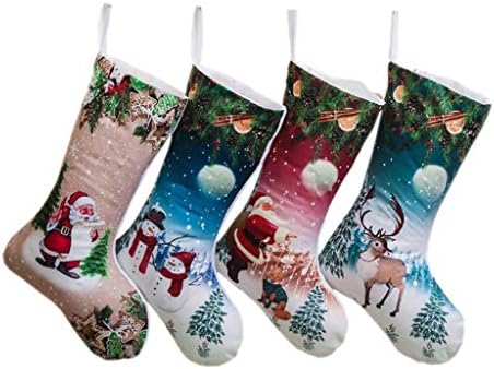 PDGJG Yeni 4 PC Noel Çorap hediye çantası Merry Christmas Stocking Dekorasyon LED Asılı Hediye Şeker Büyük Çorap Dekorasyon