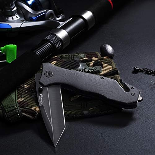 RoverTac Cep Bıçak Taktik Katlanır Bıçak Kamp Balıkçılık Yürüyüş için Acil Survival Bıçak Emniyet Kilidi ile G10 Kolu Kordon
