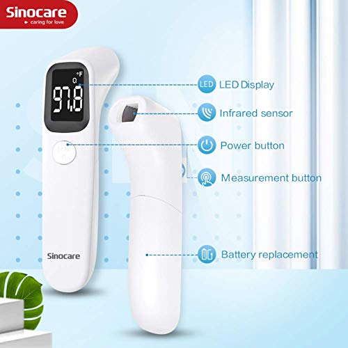 Yetişkinler ve Çocuklar için Sinocare No-Touch Alın Termometresi, Alarm ve Hafıza Fonksiyonu ile Ateş için Tıbbi Dijital Kızılötesi