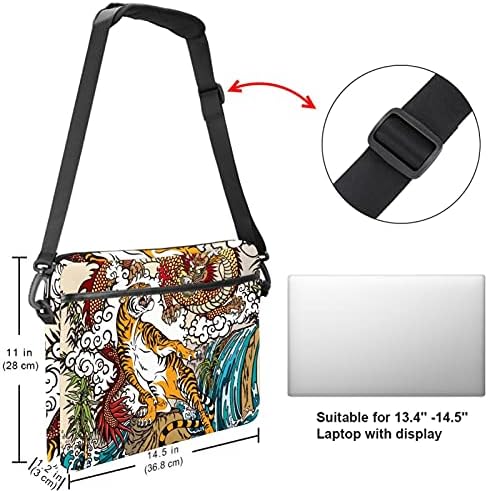 Hafif 15 İnç Laptop çantası Iş Evrak Su Geçirmez Bilgisayar omuzdan askili çanta Taşıma çantası Çanta Geleneksel Çin Ejderha
