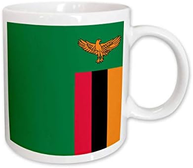 3dRose Zambiya Bayrağı Seramik Kupa, 11 Ons