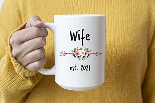 Yeni Eşi Hediye, Kupa & Coaster Seti, 2021 Eşi Hediye Olmak, Yeni Eşi için Kahve Kupa, Yılbaşı Hediyeleri, Eşi Est, 2021 Kupa