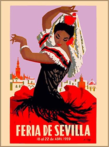 Bir DİLİM ZAMAN İÇİNDE 1959 Feria de Sevilla Sevilla İspanya İspanyolca Vintage Seyahat Reklam Sanat Koleksiyon duvar dekor posteri