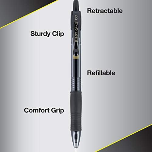 PİLOT G2 Premium Doldurulabilir ve Geri Çekilebilir Rolling Ball Jel Kalemler, İnce Nokta, Siyah Mürekkep, 12'li Paket (31020)
