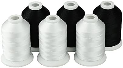 Home Polyester Nakış Makinesi İplik 120D/2 40WT Beyaz veya Siyah - 1000 M/makara, 6 Makaralar/kiti için Örgü (Renk: 6 Beyaz)