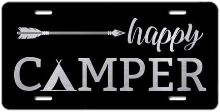 Tobe Sizinki Mutlu Camper Yenilik Vanity Metal Araba Etiketi Plaka Oto Etiketi Alüminyum Metal Plaka çerçeve Araba için 6x 12
