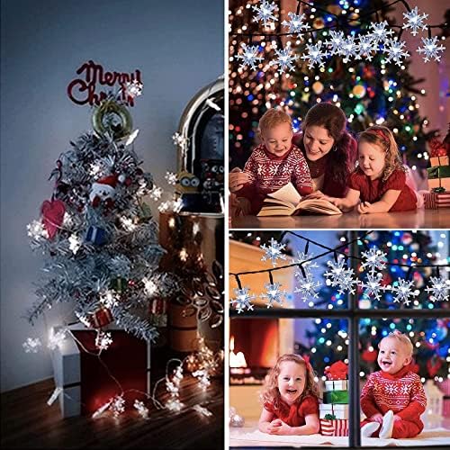Noel dize ışıkları, 20 Ft 40 LED kar tanesi ışıkları noel süslemeleri yatak odası veranda noel partisi için-noel ağacı süslemeleri