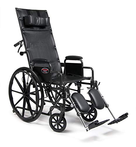 Everest & Jennings Advantage Uzanmış Tekerlekli Sandalye, Yüksek Sırt ve Çıkarılabilir Koltuk Başlığı, 16 Koltuk