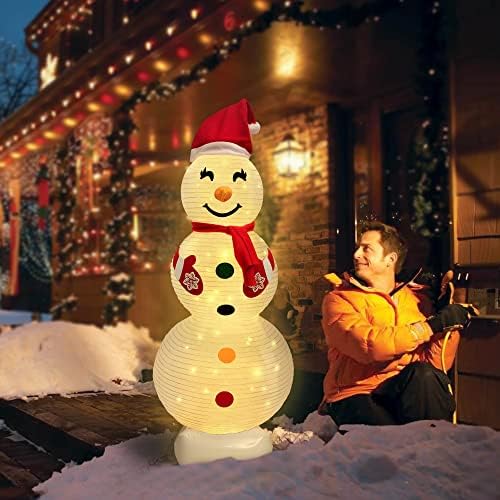 Maqiauly 4.1 Ft Işıklı Noel Süslemeleri Açık-Katlanabilir Kardan Adam ile Led-ışık şeridi Noel Tatil Sundurma Çim Yard Ekran