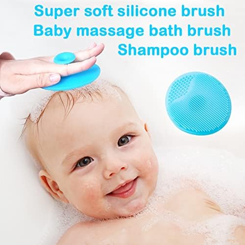 Bebek Saç Fırçası ve Silikon Bebek Beşik Kapağı Fırça Seti, Yenidoğan ve Bebekler için-Doğal Yumuşak Keçi Kılları-Beşik Kapağı