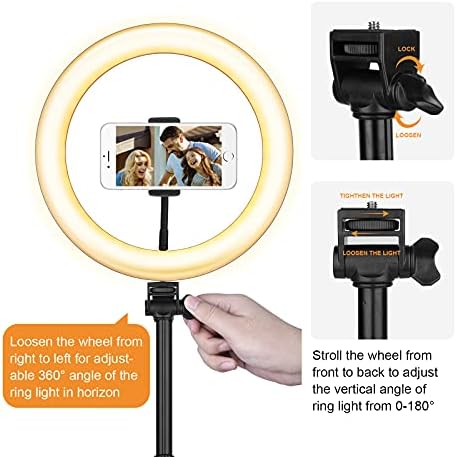 LED halka ışık, Havıt 12 Tripod standı ile Selfie halka ışık (19”-65”) ve telefon tutucu, Bluetooth uzaktan kumanda ve Taşıma