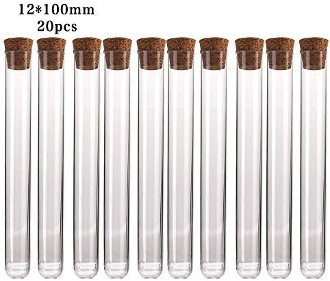 Baıtu Mantar Tıpalar İle 20 Adet Şeffaf Plastik Test Tüpleri, Okul Laboratuvar Malzemeleri Düğün Favor Hediye Tüp Sıvı Depolama