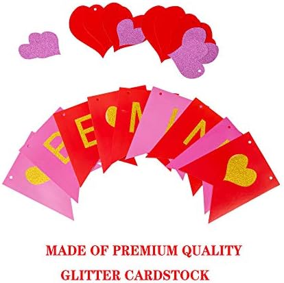 Sevinç Günü sevgililer Günü Kırmızı & Pembe Glittery Kalp Mayın Banner Nişan Düğün Yıldönümü Parti Süslemeleri için Parti Malzemeleri