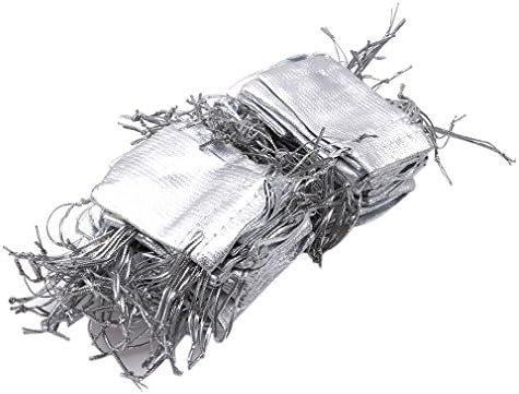 Dolland 100 Adet Keten İpli Çanta Çuval Çanta Takı Hediye keseleri Düğün Parti Noel DIY Zanaat, gümüş Küçük