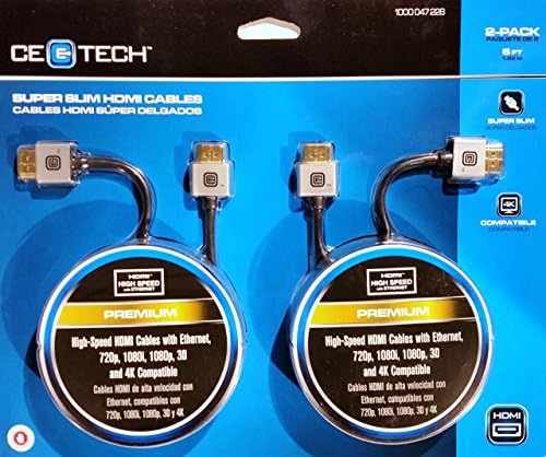 CE Tech HD104 - 2 Süper İnce HDMI Kabloları, 2 Sayısı