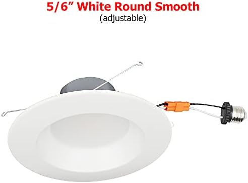 ESD TECH CCT LED Aşağı ışık-Pürüzsüz Yuvarlak Döşeme-Gömme Aydınlatma-5/6 İnç Kısılabilir-2700K-5000K Renk Sıcaklığı-Beyaz