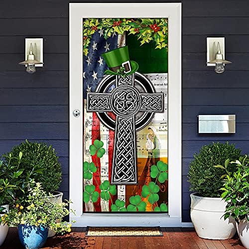 FLAGWİX Kapı Kapakları Baskılı-Güzel İrlandalı Noel Kapı Kapak, 36 x 80 Açık Doğuş Sahneleri İşareti için Ön Kapı Taslak, sundurma