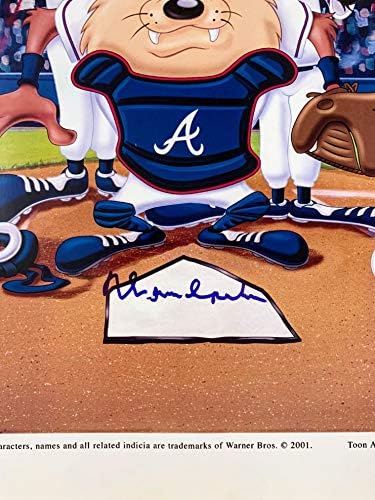 Warren Spahn İmzalı Looney Tunes Posteri (Atlanta Braves) LSM COA