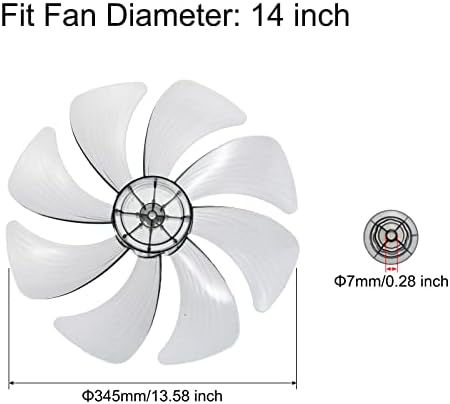 MECCANIXITY Plastik Fan Vane Değiştirme 8 Vanes Somun Kapağı ile 14 İnç Ayakta Fan Masa Fanı, saydam Gri