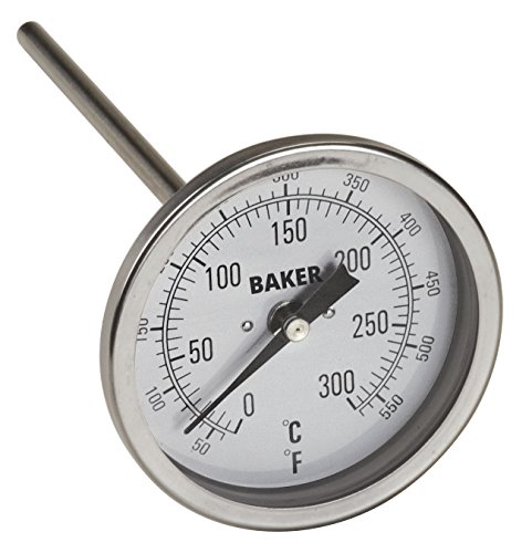 Baker Instruments T300 Serisi Paslanmaz Çelik Bi Metal Termometre 50 ila 550°F (0 ila 260°C), 4 Gövde, 1/2 NPT Düz Bağlantı,