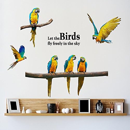 SWORNA Doğa Serisi SN-60 6 Amerika Papağanı Papağan Vinil Çıkarılabilir DIY duvar sanatsal fresk Kreş Sticker Dekor Çıkartması
