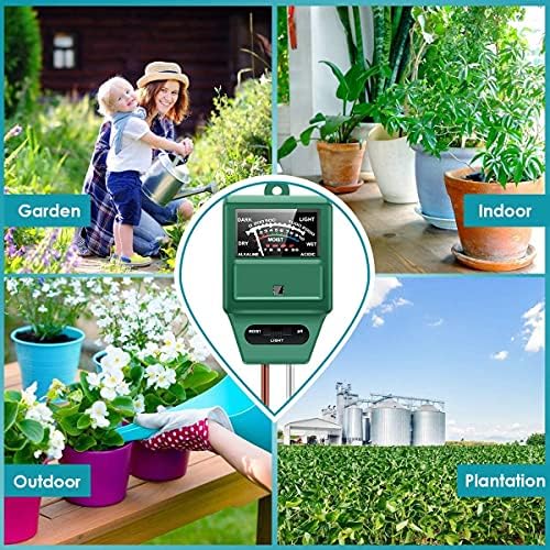 AdiayhShop toprak ph ölçer 3-in-1 toprak test cihazı Nem, ışık, pH, metre aracı için Bahçe, çiftlik, bitki, açık, kapalı, çim