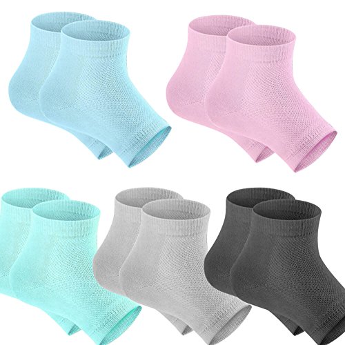 Selizo 5 Pairs Nemlendirici Jel Topuk Çorap Burnu açık Çorap için Kuru Sert Çatlak Topuklu, 5 Renkler