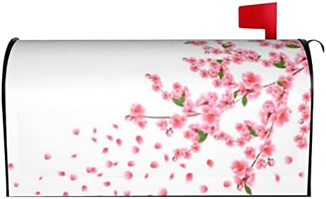 Sakura Kiraz Dalları ile Narin Pembe Çiçekler Yapraklar ve Tomurcukları Posta Kutusu Kapağı Manyetik 21x18 İnç Posta Kutusu Paketi