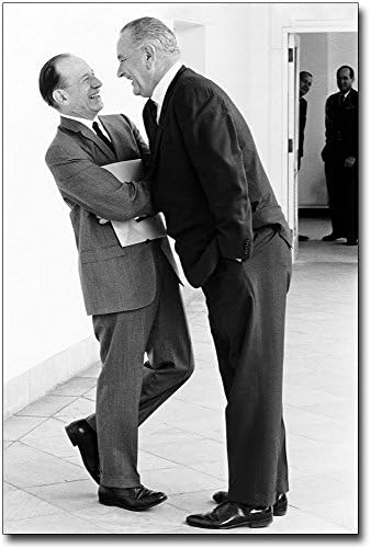 Lyndon Johnson & Abe Fortas Gülüyor 8x12 Gümüş Halide Fotoğraf Baskısı