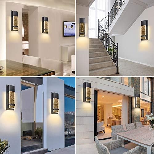 Modern Duvar aplik, PARTPHONER LED duvar ışık ile kristal kabarcık cam Modern sundurma ışık Açık kapalı duvar fikstür 12 W Lümen