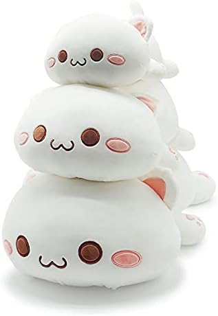Sevimli Yavru Peluş oyuncak Dolması Hayvan Pet Kitty Yumuşak Anime Kedi Peluş Yastık Çocuklar için (Beyaz A, 12)