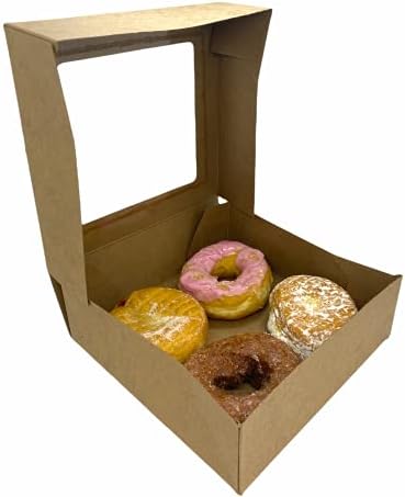 Scarsdale, Pencereli Fırın Kutuları | Tek Kullanımlık Kahverengi Kraft Çerez Kutusu | Pasta, Tatlı ve Unlu Mamuller için Karton