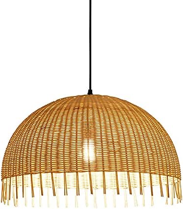 LIWENGZ Modern japon bambu tavan avize yarı-dairesel şekil Rattan dokuma abajur asılı lamba el yapımı büyük hasır kolye ışık