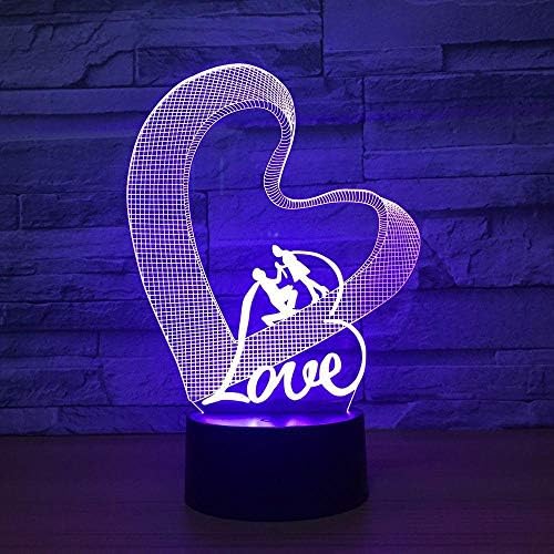 Aşk kalp romantik lamba 3D optik Illusion masa ışık dokunmatik Kontrol 7 renkler ev ışık düğün dekor hediye