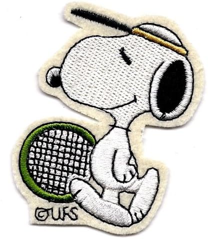 Snoopy tenis raketi ve siperliği ile tenis maçına hazır İşlemeli Fıstık Demir On / Sew On Patch