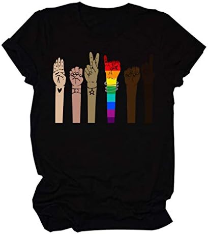 Dosoop kadın Çeşitli Cilt Renk Grafik Baskı T-Shirt Yenilik Tops Yaz Casual Crewneck Kısa Kollu İnanç Tee Gömlek
