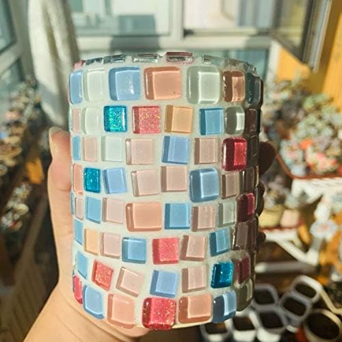 500 Adet Mozaik Fayans, ZKSM Mozaik Cam Parçaları Cips Karışık Renk Kare Vitray Taş DIY Sanat Zanaat Projeleri için, el Yapımı