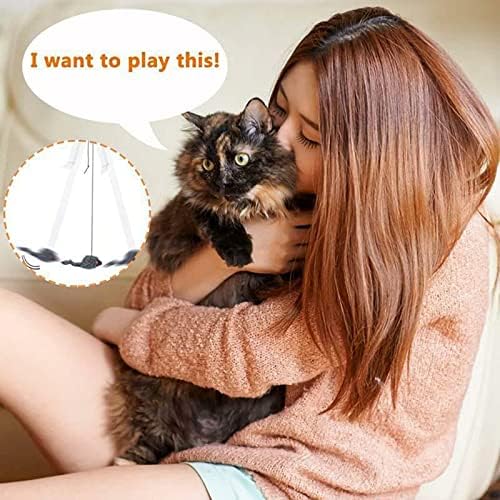 Interaktif Kedi Tüy Oyuncaklar-Kendinden Heyecanlı Asılı Kapı Kedi Oyuncak Geri Çekilebilir Kedi Oyuncak Halat Fare-Komik Kedi
