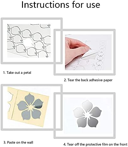 42 Parça 3D Akrilik Ayna Duvar Sticker Çıkarılabilir Duvar Çıkartmaları, 18 DIY Çıkartması Gümüş Çiçek Ayna Sticker & 24 Kelebek
