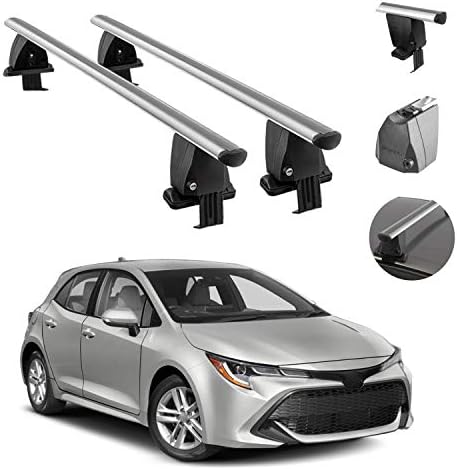 Portbagaj Çapraz Barlar Kilitlenebilir Bagaj Taşıyıcı Pürüzsüz Çatı Arabalar / Uyar Toyota Corolla Hatchback 2019-2021 Gümüş