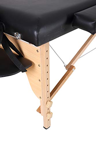 Taşınabilir Katlanır Masaj Masası, Sandalye Yatağı Ücretsiz Taşıma Çantası ile Yüz SPA Dövme Yatağı (Siyah-İki Kat)