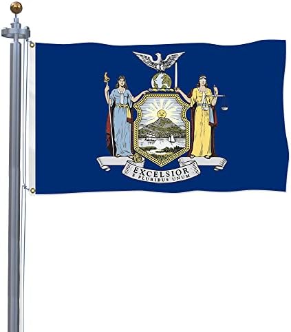 New York Eyaleti bayrağı 3x5 ayak-canlı renk ve UV ışınlarına dayanıklı ve solmaz-tuval kafası ve 2 pirinç grometli çift dikişli