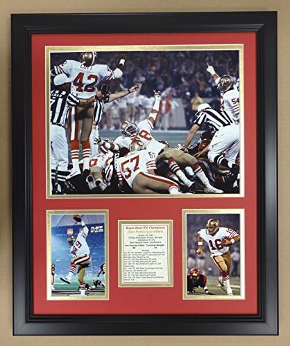 Efsaneler Asla Ölmez NFL San Francisco 49ers 1981 Super Bowl XVI Şampiyonlar Çift Keçeleşmiş Fotoğraf Çerçevesi, 18 x 22