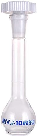 SHENYUAN-Deney Serisi 5 adet - 10 ml Lab Hacimsel Flask Temizle Borosilikat Cam Plastik Tıpa ile Ofis Lab Kimya Temizle Züccaciye