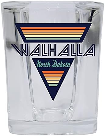 Walhalla Kuzey Dakota 2 Ons Kare Tabanlı Likör Atış Camı Retro Tasarım
