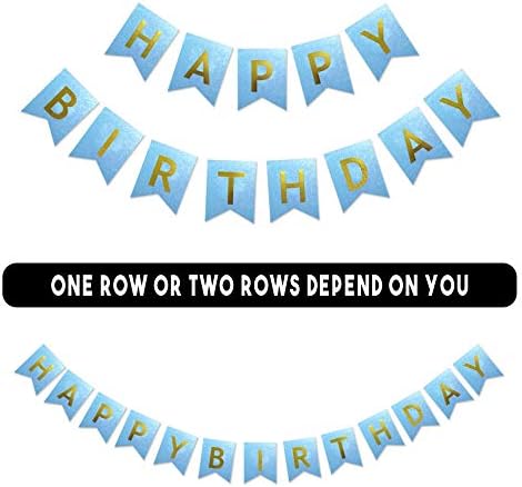 Maplelon Önceden Gerilmiş Glitter Doğum Günü Afiş, Mavi Doğum Günü Partisi Kiraz Kuşu Işareti, Asılı Köpüklü Altın Harfler Afiş