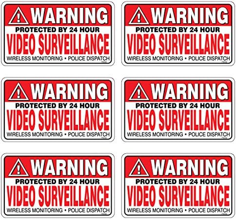 6 Paket UYARI Video Gözetim Çıkartmalar FS032 Güvenlik Alarm Sistemi Çıkartması Vinil