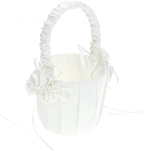 XMEIFEI parçaları Gelin Yastık Depolama Sepeti Beyaz Saten Çiçek Kız Sepeti ve Dekoratif Yastık Düğün Dekorasyon için Parti Malzemeleri